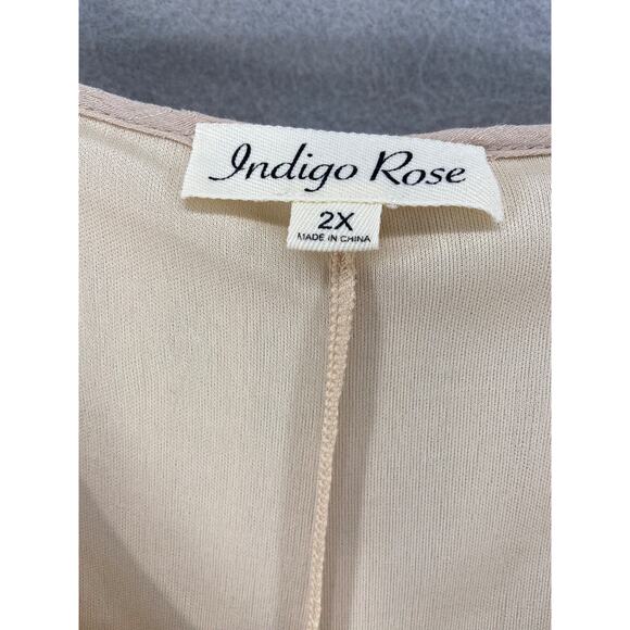 Indigo Rose Dress Sz 2X Tiered Crochet Lace Bell Sleeves Cottage Core Boho Gypsy - Picture 4 of 10